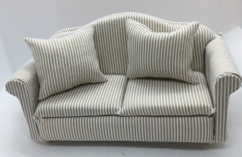 Dolls House Beige pinstripe Sofa - TRW006