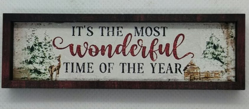 miniature long christmas decor sign on a white background 
